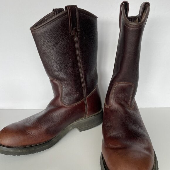 Brown Leather Combat Boots with Slip-On Design - Picture 6 of 11
